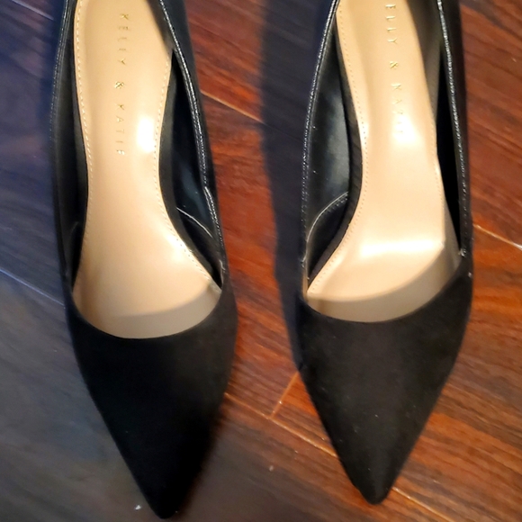 Kelly and Katie Black leather/suede heels - Picture 1 of 4